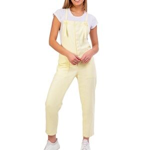 Jordache Pale Yellow Pastel Denim Overalls Cotton Dungarees Size Medium 90s